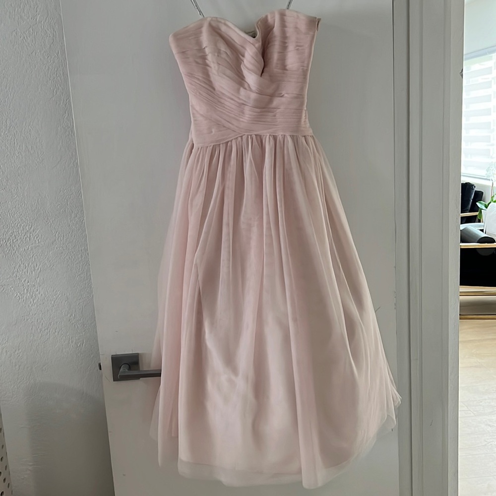 Monique Lhuillier Pink Strapless Tulle Dress Sz 4 Bridesmaid